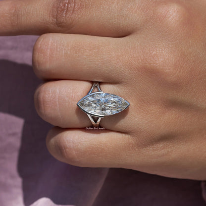 Marquise Cut Lab Diamond Split Shank Ring