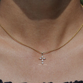 Marquise Cut Lab Diamond Cross Pendant