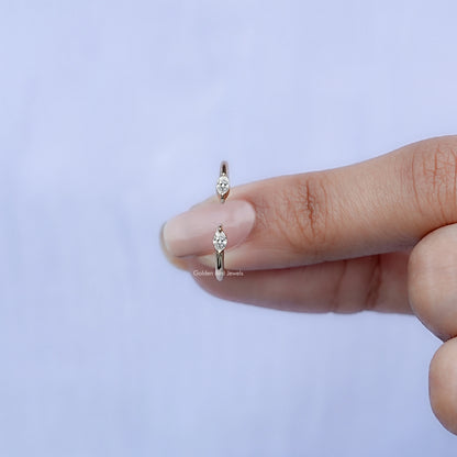 View of Lab Diamond Open Cuff Two Stone Ring in prongs setting 