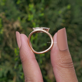 Marquise Cut Lab Diamond Curved Solitaire Ring