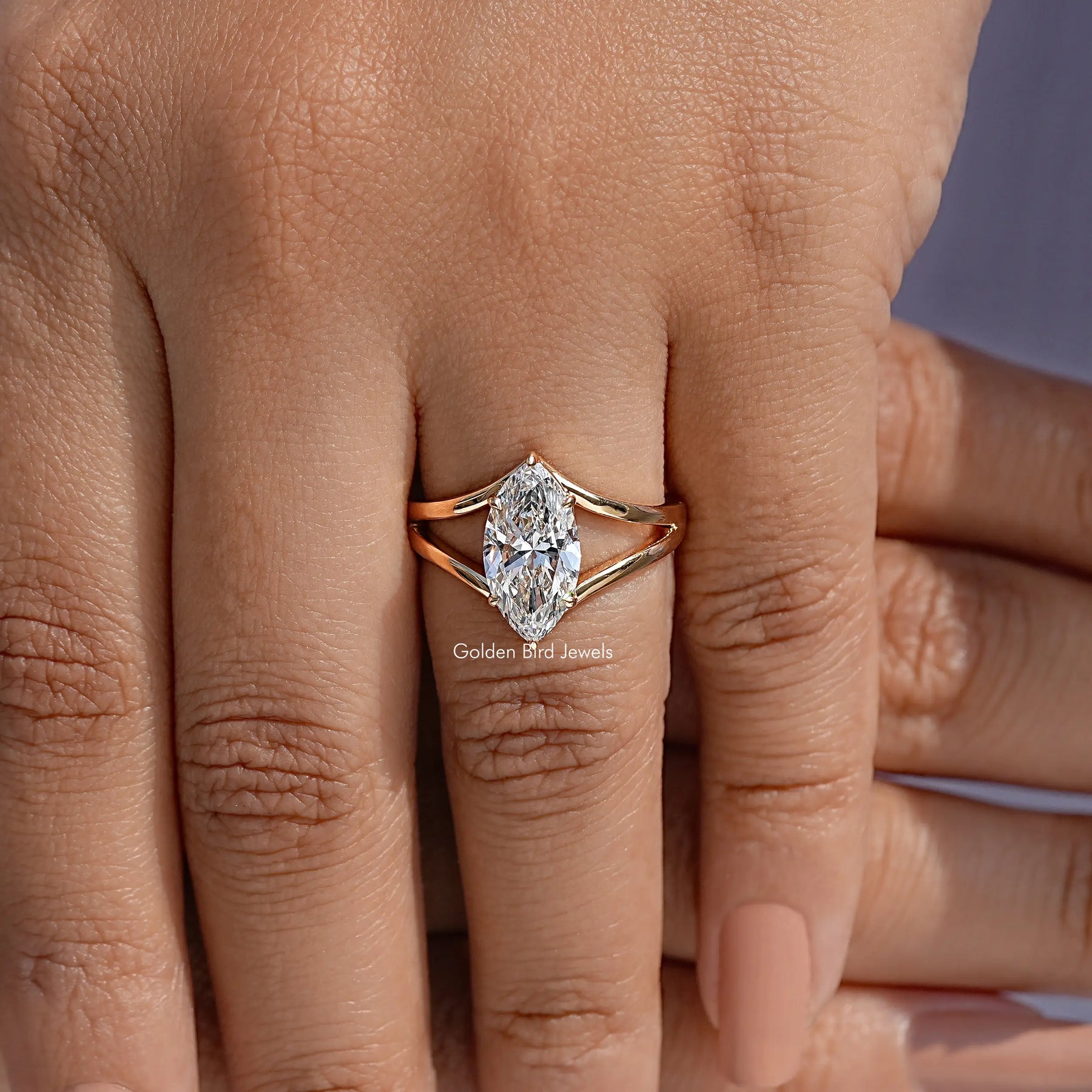 Split Shank Marquise Cut Lab Diamond Ring