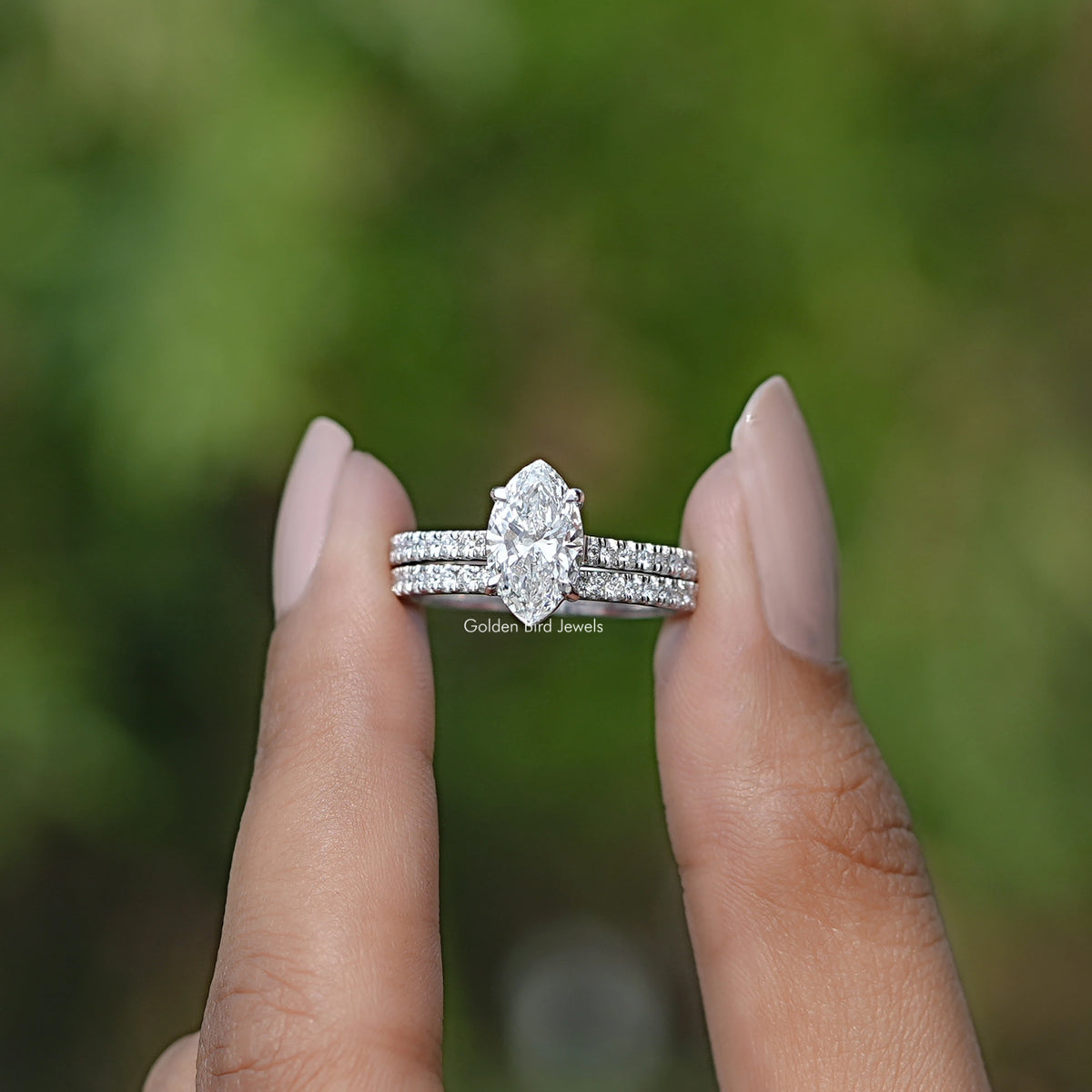 Marquise Cut Lab Grown Diamond Bridal Ring Set