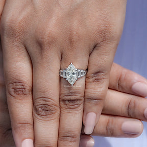 Marquise Cut Moissanite Accent Stone Ring