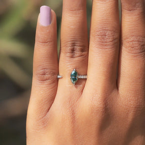 View of Solitaire Marquise Cut Open Cuff Ring In White Gold