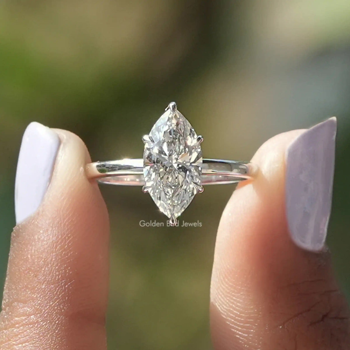 [2 Ct Marquise Cut Solitaire Lab Diamond Ring]-[Golden Bird Jewels]