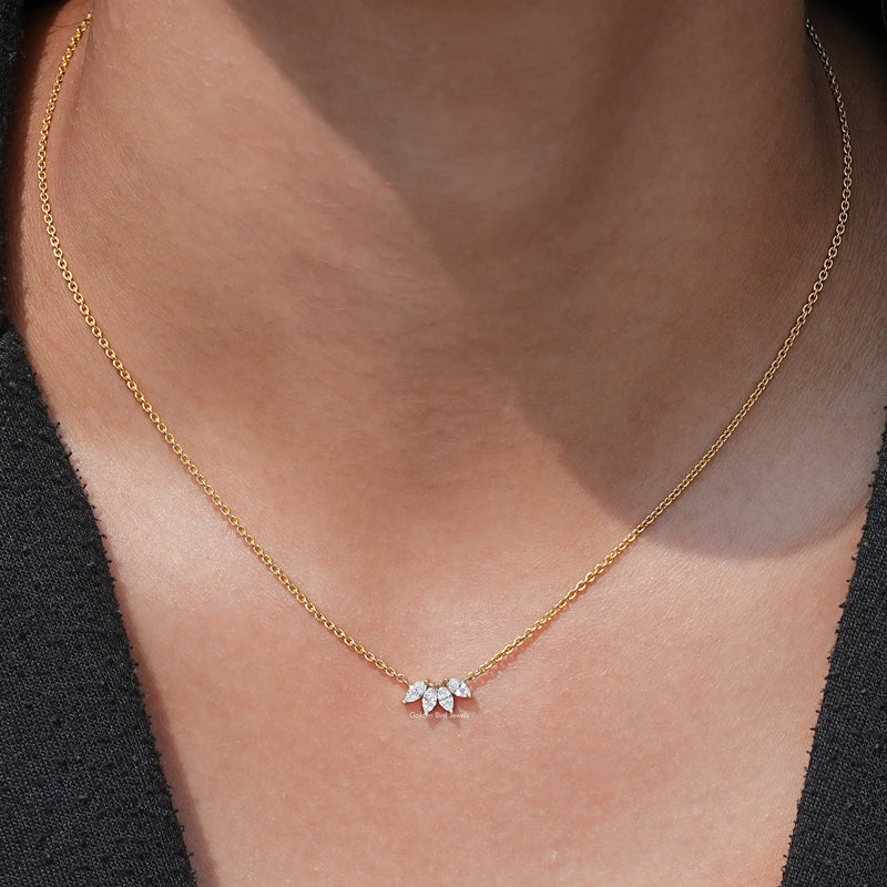 Marquise Diamond Flower Petal Minimalist Pendant