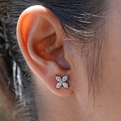 In Ear view of marquise Cut lab diamond Stud Earrings