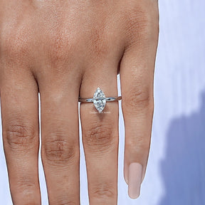 Marquise Diamond Solitaire Engagement Ring in A White Gold