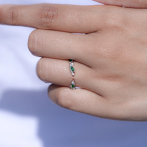 View of Marquise Cut Moissanite Solitaire Ring in prongs setting 