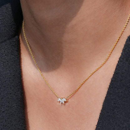 Detailed View Of Marquise Cut Lab Diamond Flower Shaped Pendant