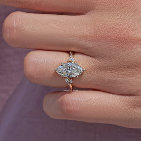 Bypass Shank Marquise Cut Lab Grown Accent Ring