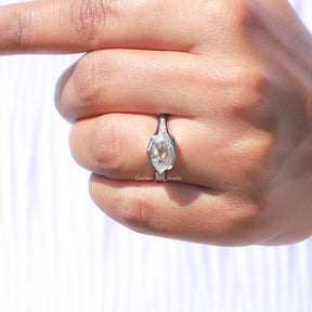 Close-Up View of Marquise Cut Moissanite Bridal Ring In White Gold