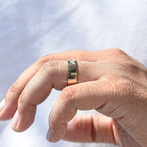 Detailed View Of Marquise Cut Men's Ring In Yellow Gold