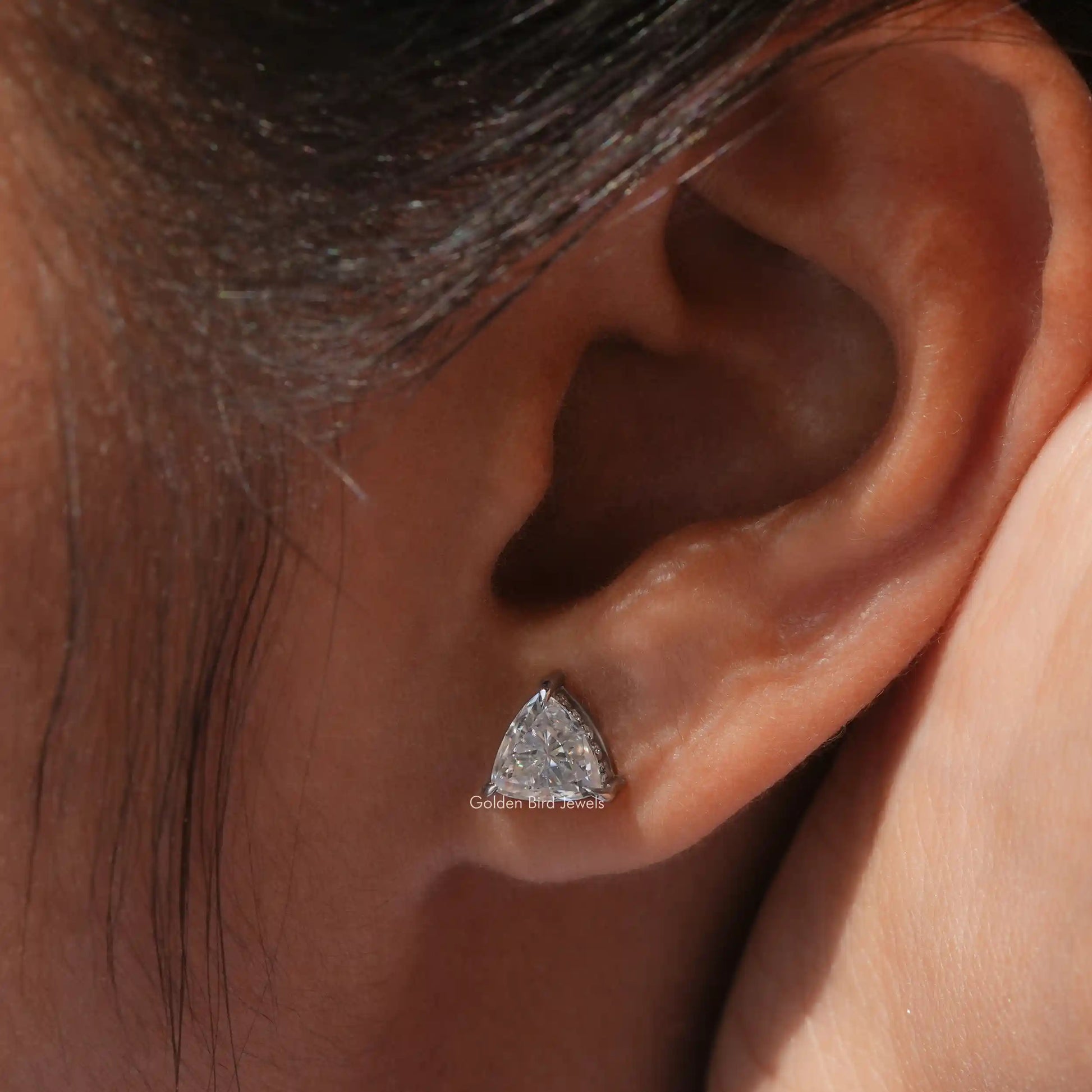 [Martini Set Trillion Cut Stud Earrings]-[Golen Bird Jewels]