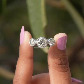 [Bezel Setting Round Cut Moissanite Ring By]-[Golden Bird Jewels]