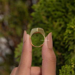 Modified Lozenge Cut Moissanite Bezel Set Solitaire Ring