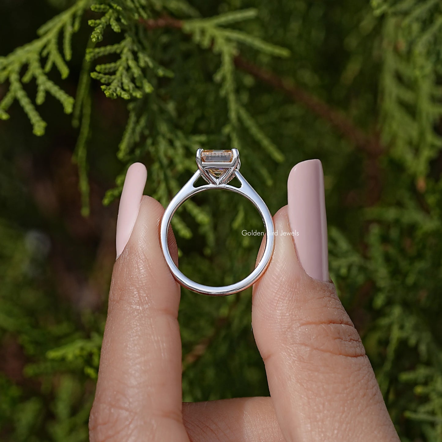 Asscher Cut Moissanite Gemstone Solitaire Ring