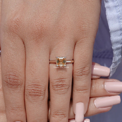 Asscher Cut Moissanite Gemstone Solitaire Ring