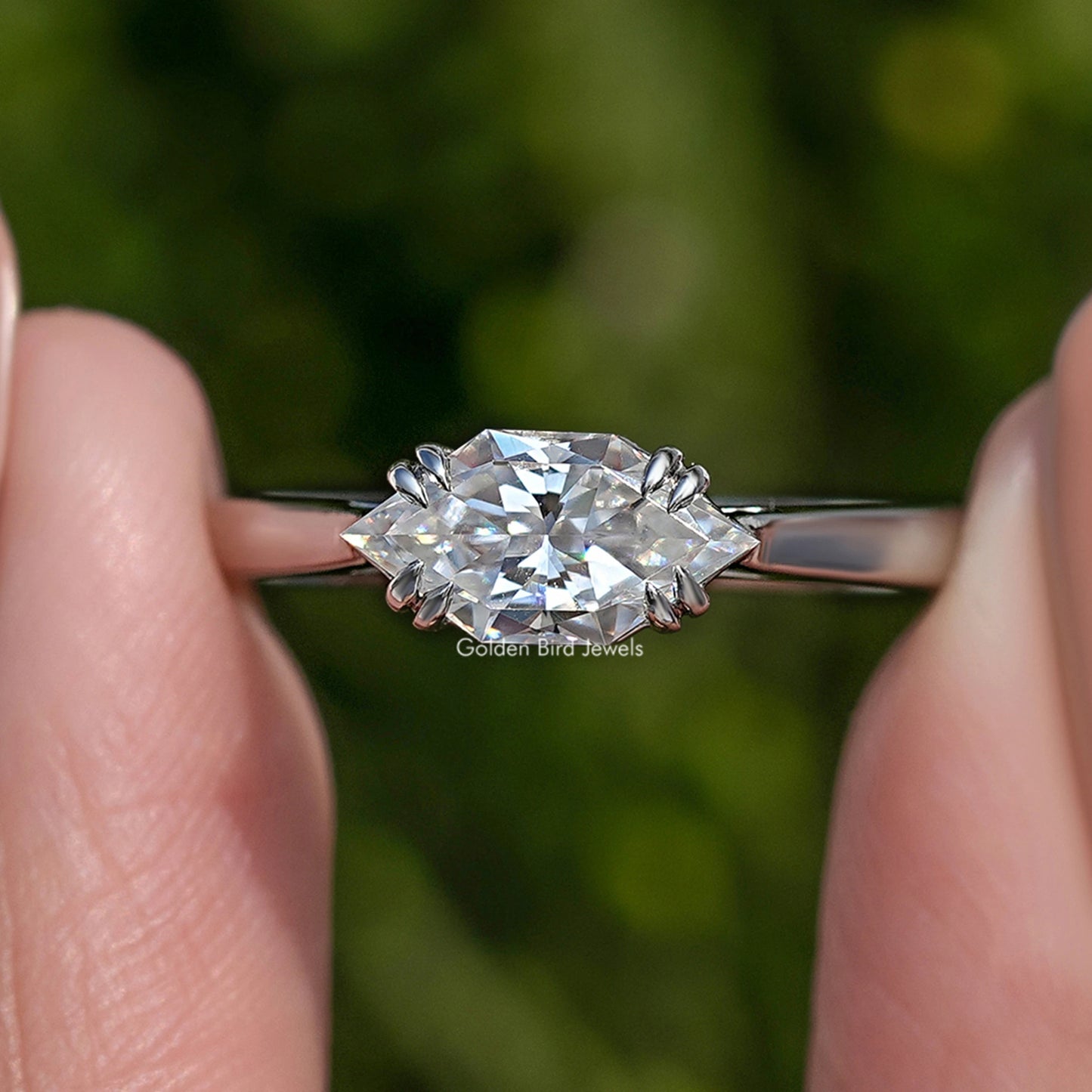 Dutch Marquise Moissanite East West Solitaire Ring