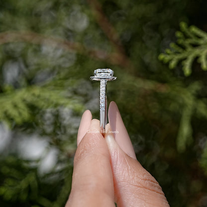 Cushion Cut Diamond Moissanite Accent Ring