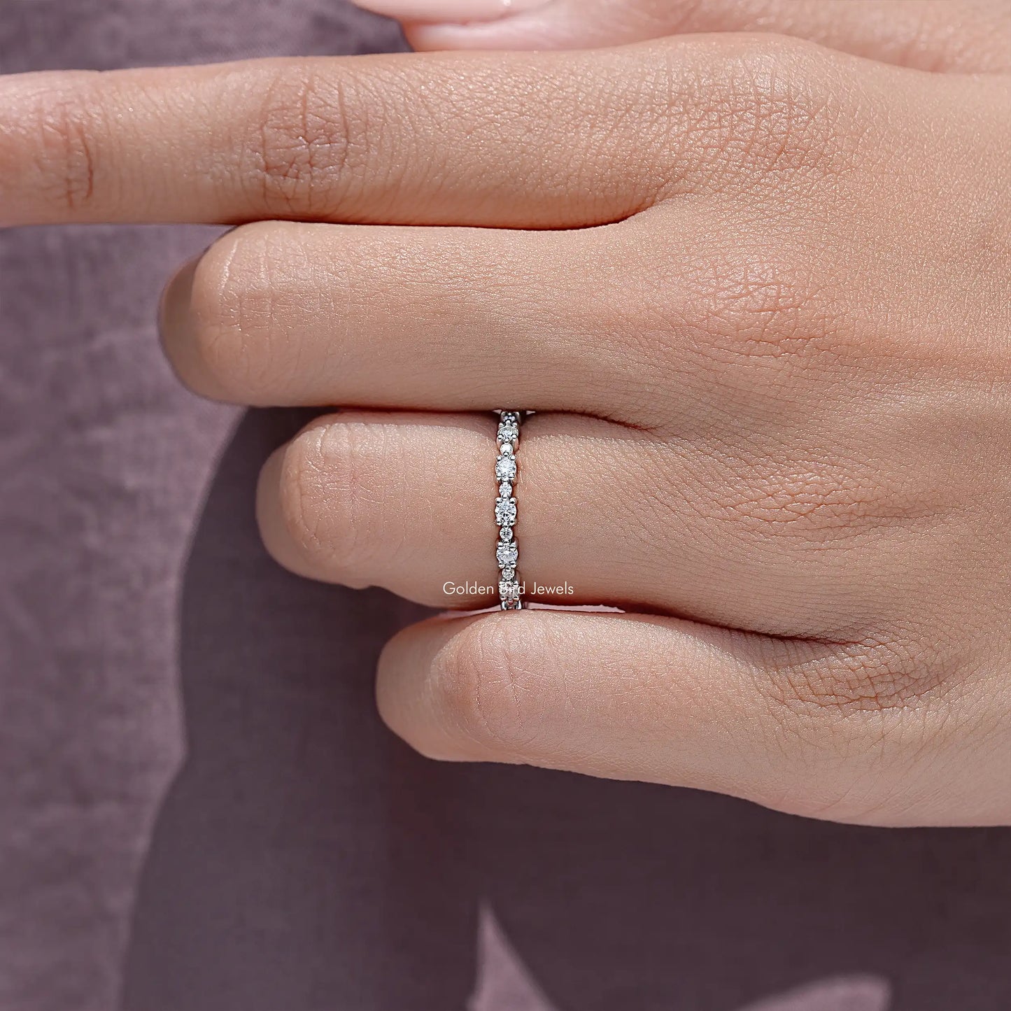 Round Cut Moissanite Full Eternity Wedding Band