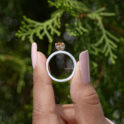 Marquise Cut Moissanite Gemstone Hidden Halo Solitaire Ring