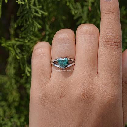 Heart Cut Moissanite Gemstone Split Shank Wedding Ring