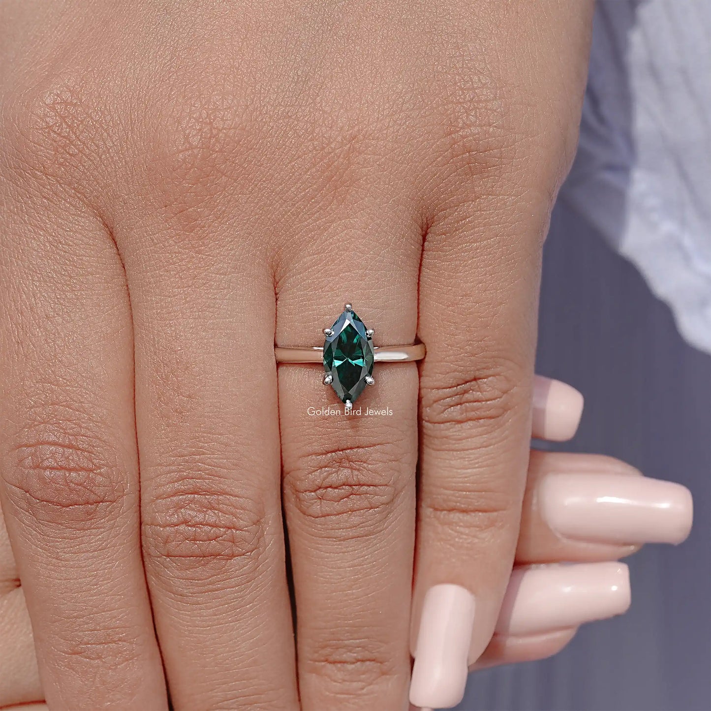 Marquise Moissanite Gemstone Solitaire Wedding Ring