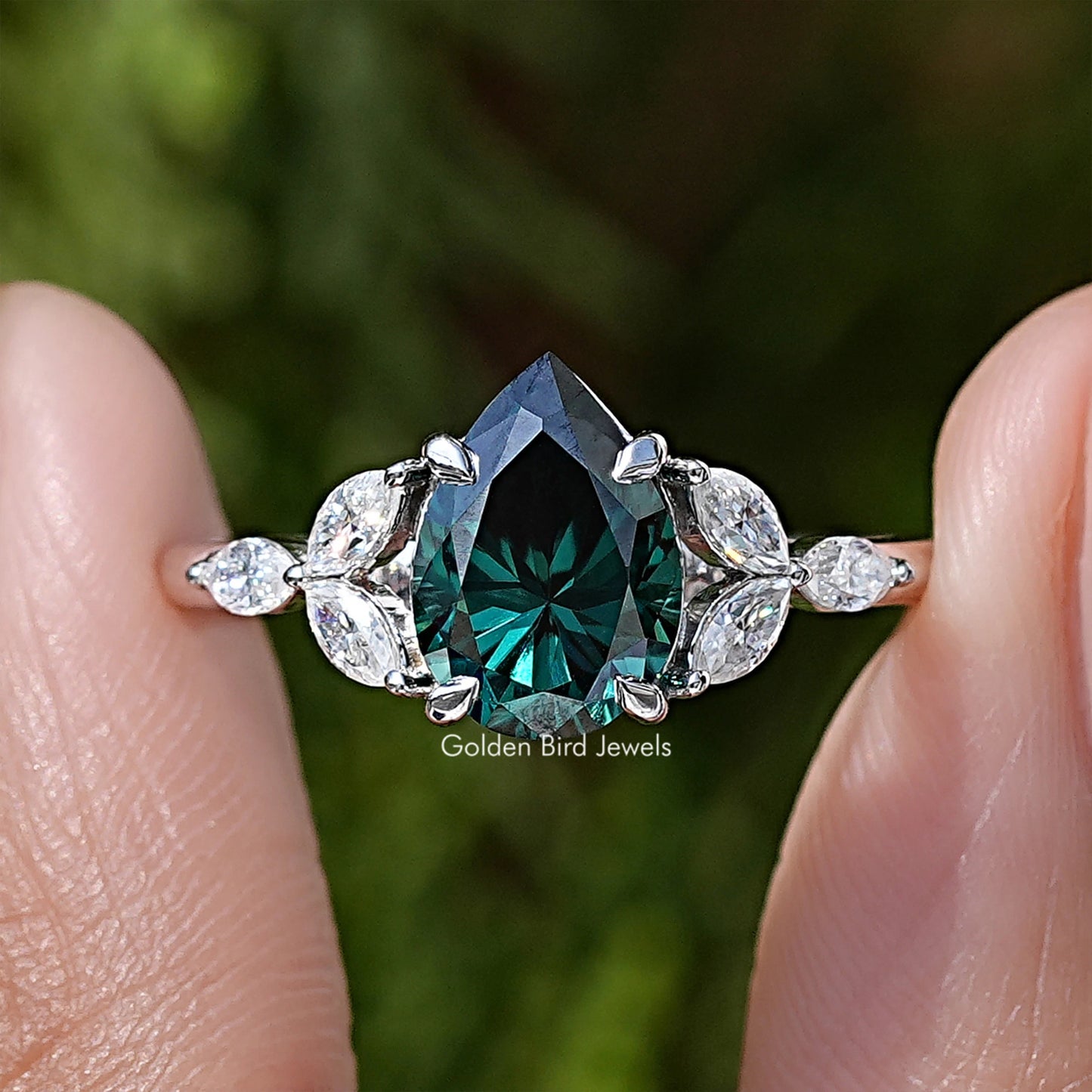 Pear Gemstone Moissanite Engagement Ring