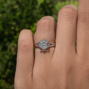 Portrait Cut Hexagon Moissanite Engagement Ring