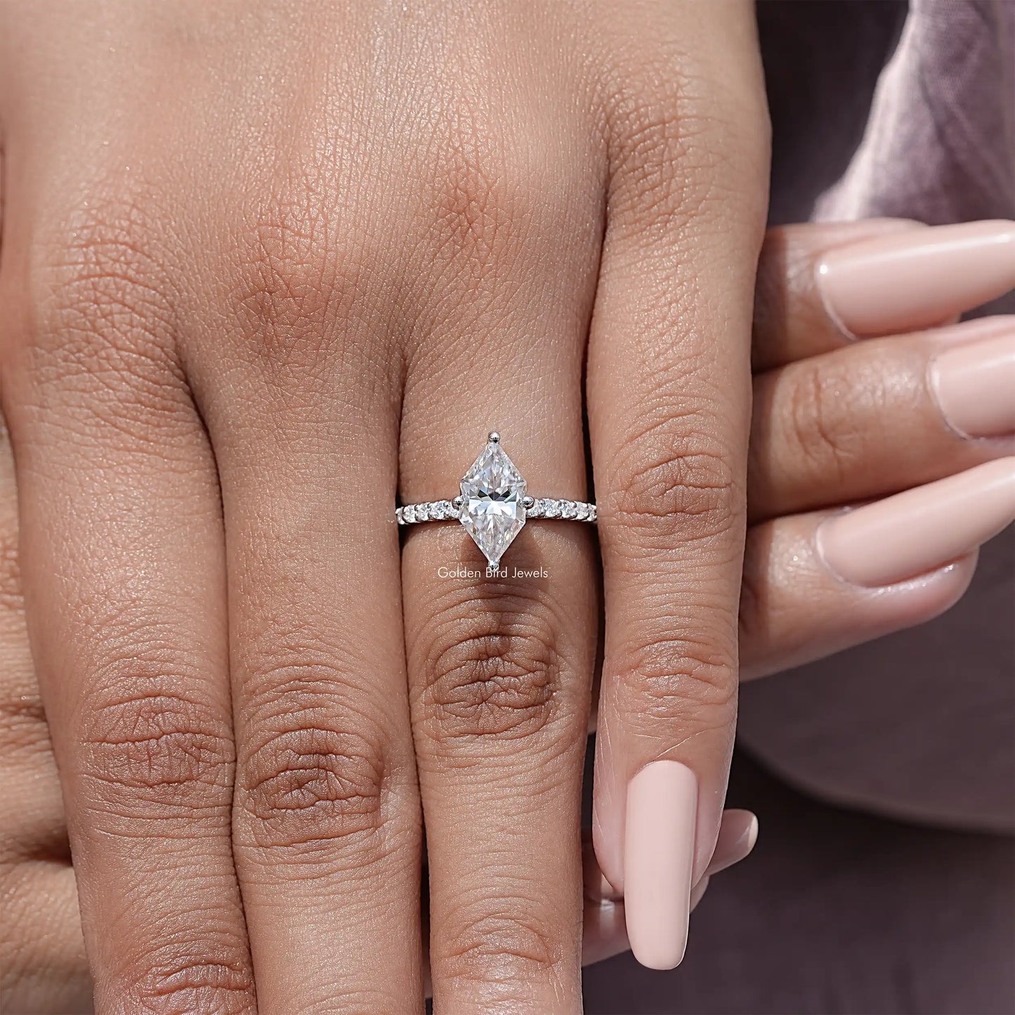Dutch Marquise Moissanite Solitaire Engagement Ring