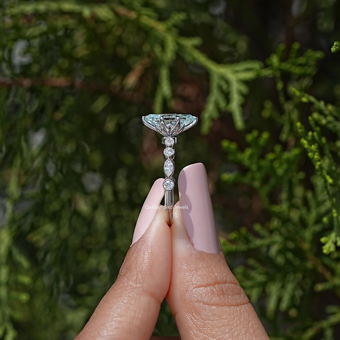 Dutch Marquise Moissanite Gemstone Engagement Ring