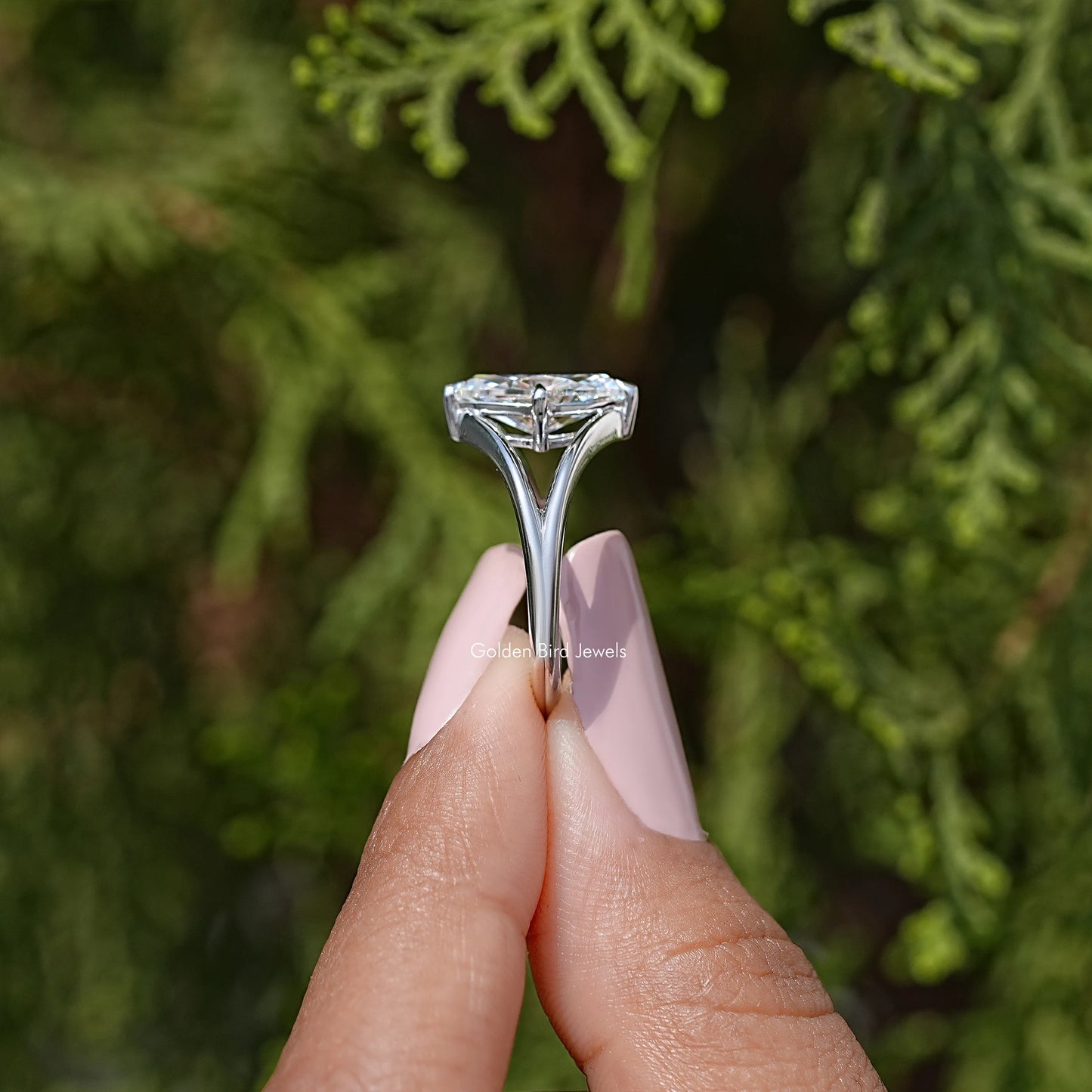 Marquise Moissanite Gemstone Split Shank Wedding Ring