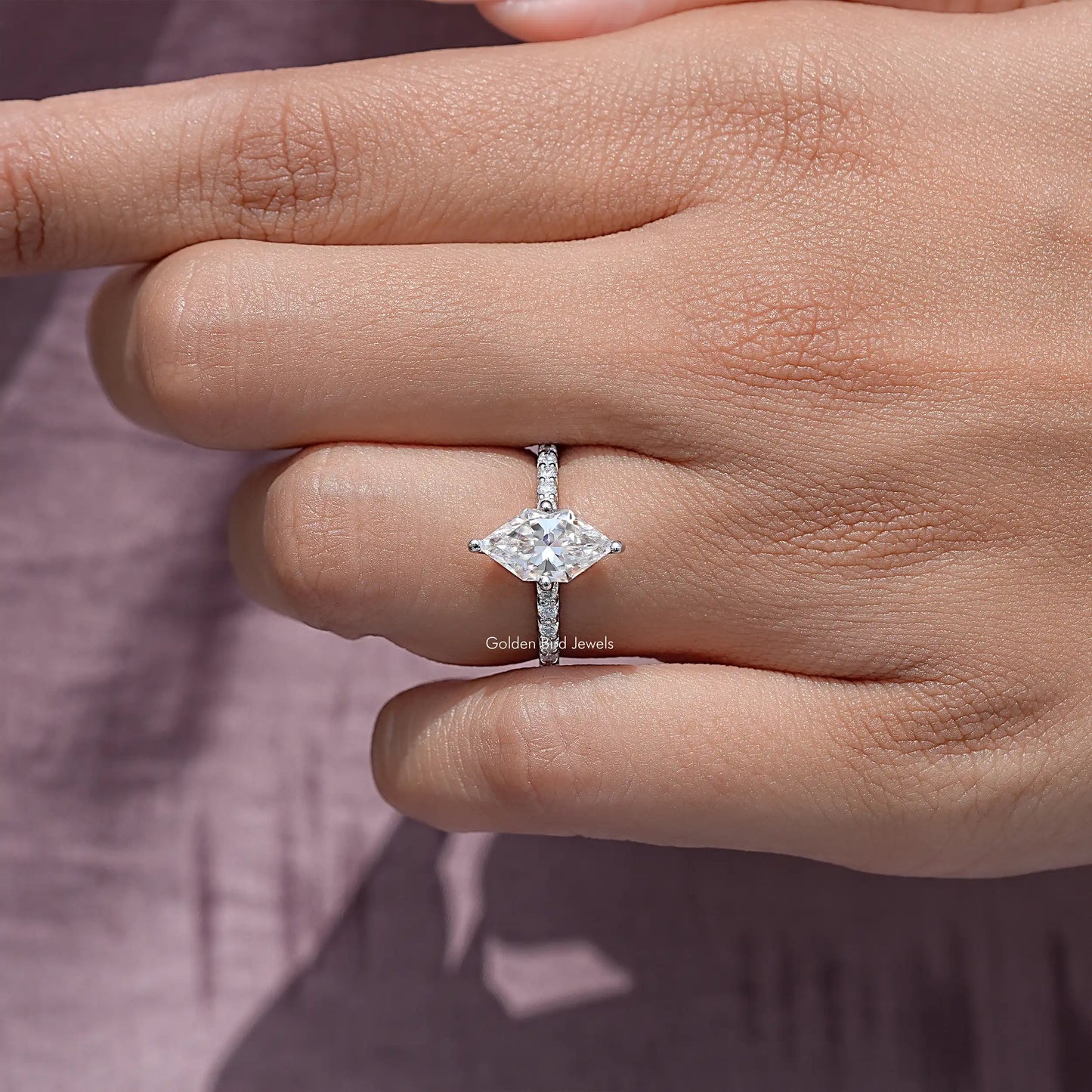 Dutch Marquise Moissanite Solitaire Engagement Ring