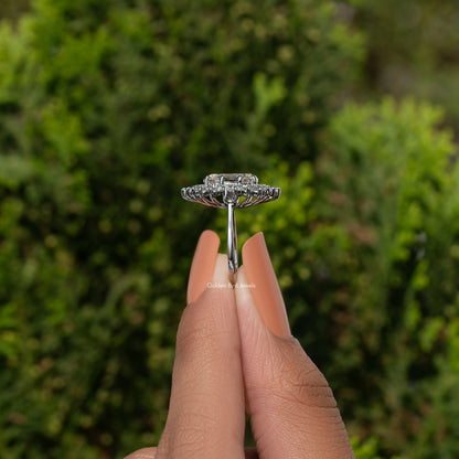 Old Mine Oval Cut Moissanite Halo Ring