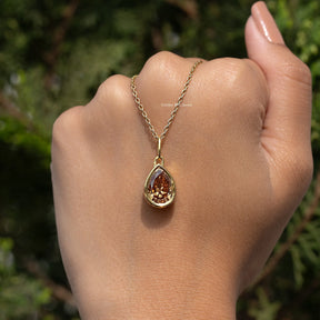 Champagne Old Mine Pear Cut solitaire Pendent
