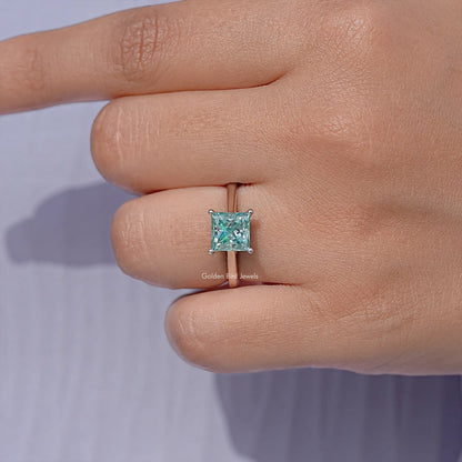Princess Cut Moissanite Gemstone Solitaire Wedding Ring