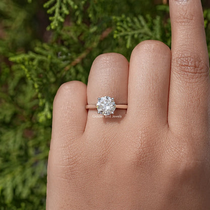 Yellow Round Cut Moissanite Gemstone Solitaire Ring