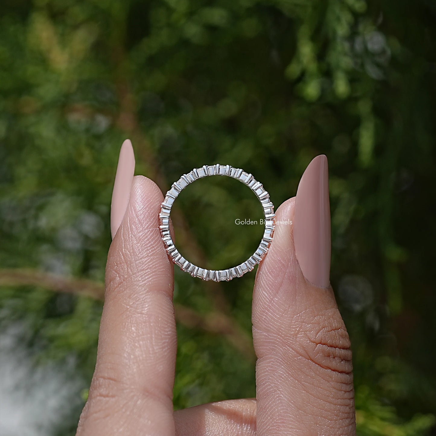 Round Cut Moissanite Full Eternity Wedding Band