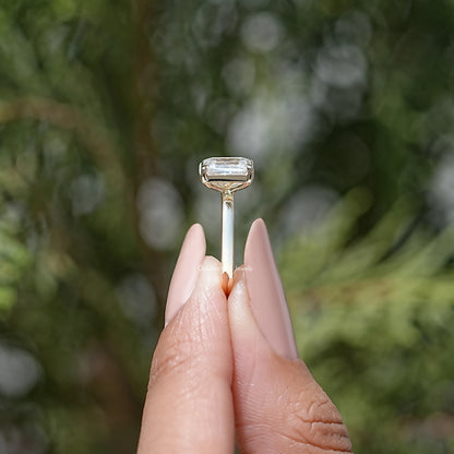 Heart and Emerald Cut Moissanite Toi Et Moi Ring