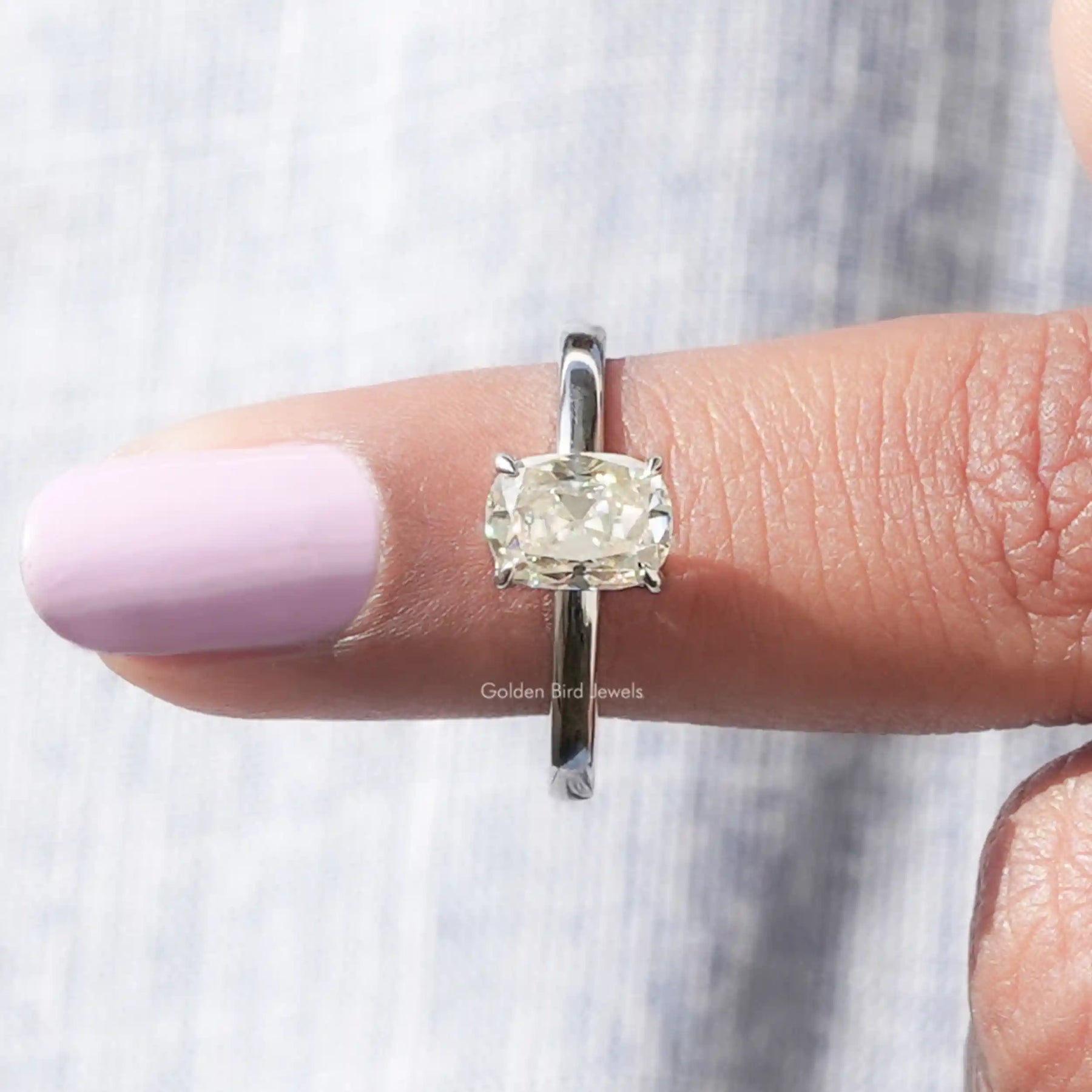 [Cushion Cut Moissanite Ring]-[Golden Bird Jewels]