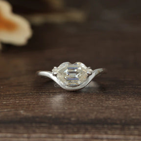 View of Moissanite Antique Cut Solitaire Lips Ring