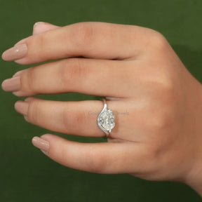 View of Antique Cut Moissanite Solitaire Classic Ring In Finger