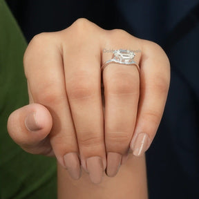 View of Moissanite Antique Lips Cut Classic Engagement Ring In Finger