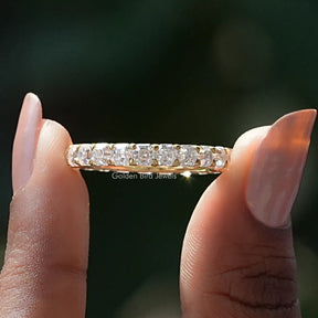 [Moissanite Asscher Cut Eternity Wedding Band]-[Golden Bird Jewels]