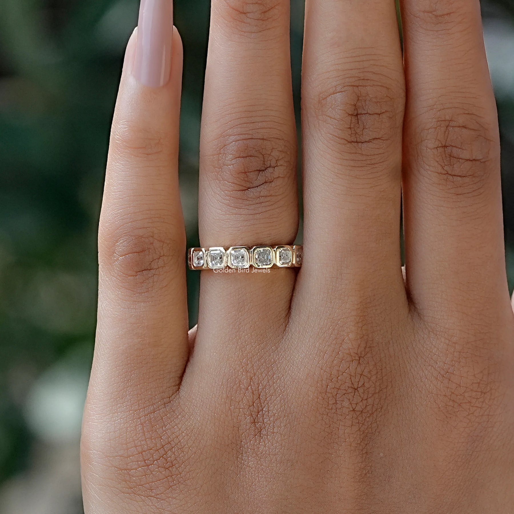 [Colorless Asscher Cut Eternity Band]-[Golden Bird Jewels]