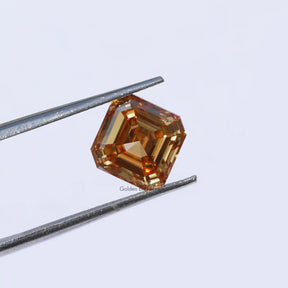 [Orange moissanite asscher loose stone]-[Golden Bird Jewels]