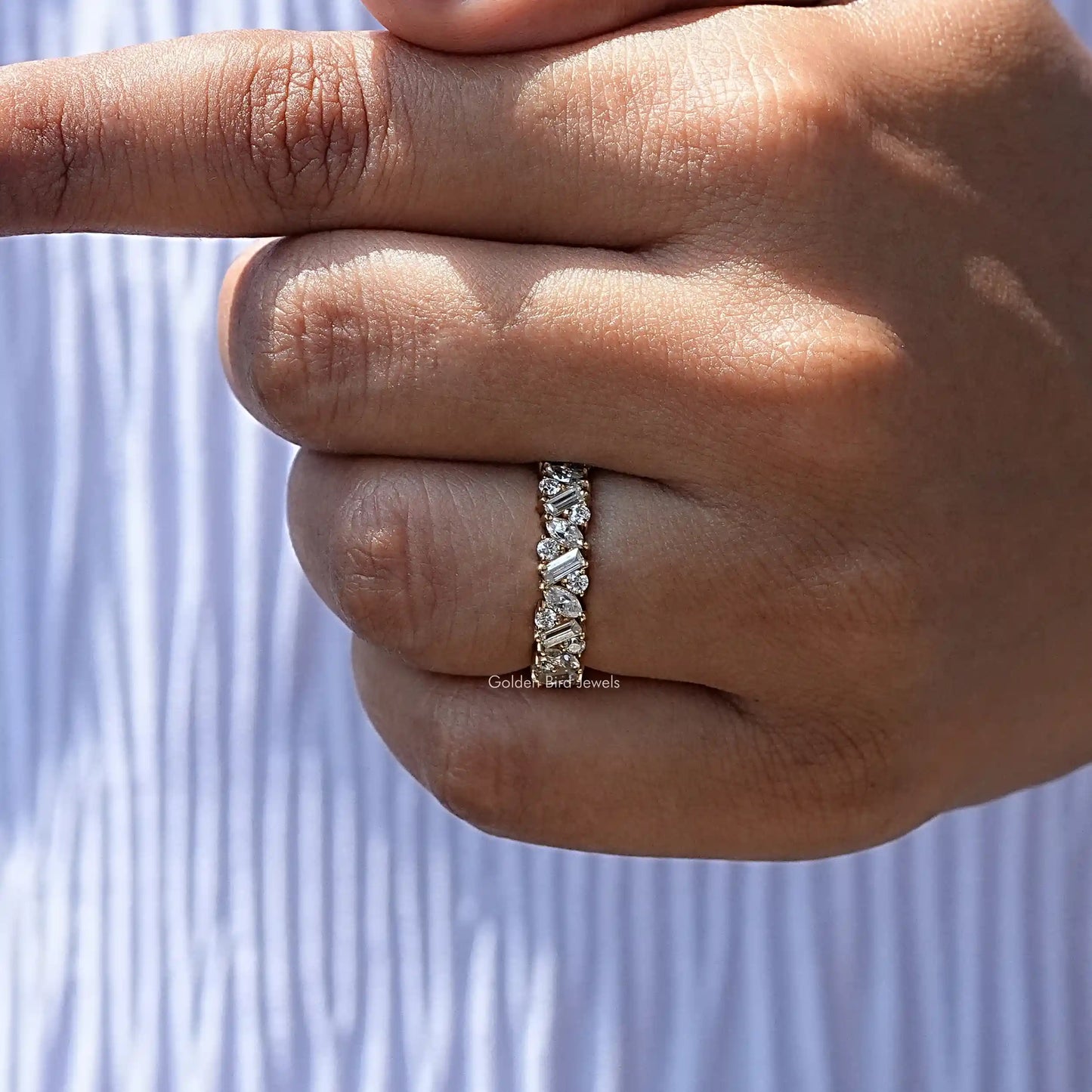 [Moissanite Marquise Cut Wedding Band]-[Golden Bird Jewels]