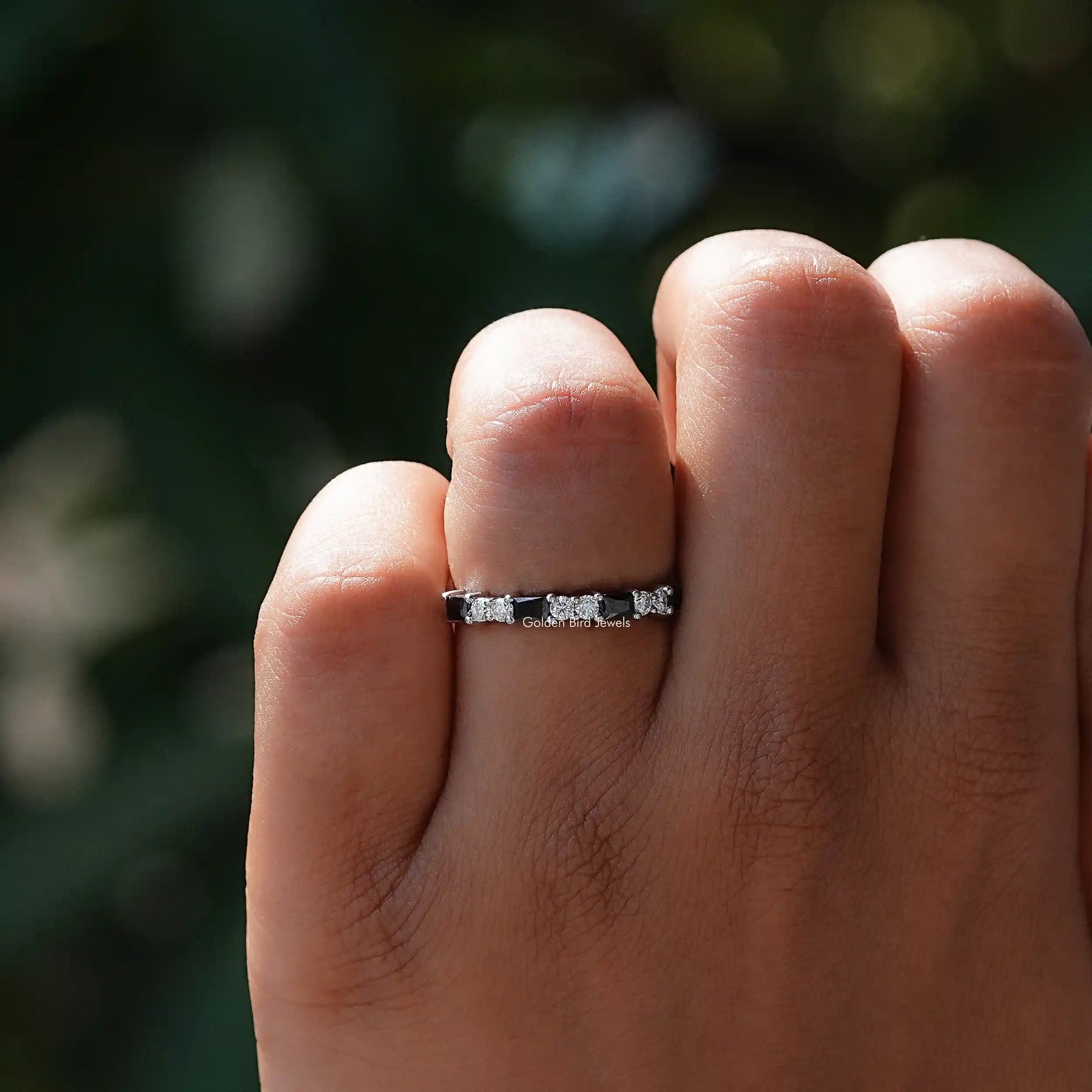 [Half Eternity Black Baguette Cut Eternity Band]-[Golden Bird Jewels]