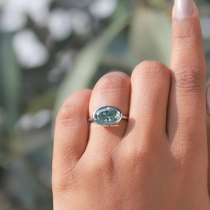 View of Oval Cut Moissanite Ring In finger